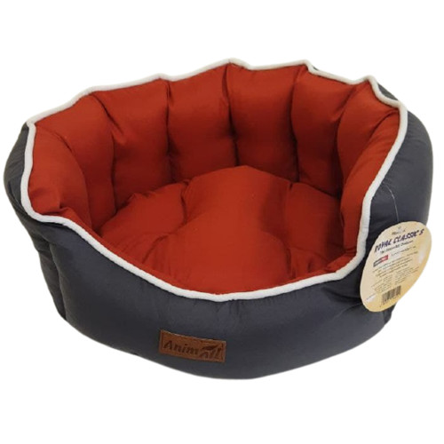 Лежанка AnimAll Rolyal Classic S GRAY - RED для собак и кошек, серо-красная, 48×42×20 см