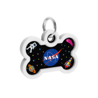 Адресник WAUDOG Smart ID c QR паспортом для собак і котів, металевий, малюнок "NASA", кістка, 40×28 мм Адресник WAUDOG Smart ID c QR паспортом для собак і котів, металевий, малюнок "NASA", кістка, 40×28 мм