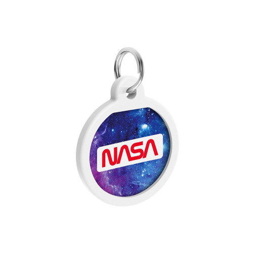 Адресник WAUDOG Smart ID c QR паспортом для собак і котів, металевий, малюнок "NASA21", коло, 25 мм