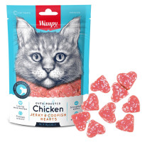Лакомство Wanpy Chicken Jerky & Codfish Hearts сердечки из курицы и трески, для кошек, 80 г Лакомство Wanpy Chicken Jerky & Codfish Hearts сердечки из курицы и трески, для кошек, 80 г