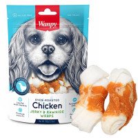 Лакомство Wanpy Chicken Jerky & Rawhide Wraps кость с вяленой курицей, для собак, 100 г Лакомство Wanpy Chicken Jerky & Rawhide Wraps кость с вяленой курицей, для собак, 100 г