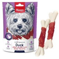 Лакомство Wanpy Duck Jerky & Calcium Bone Twists кость с вяленой уткой и кальцием, для собак, 100 г Лакомство Wanpy Duck Jerky & Calcium Bone Twists кость с вяленой уткой и кальцием, для собак, 100 г