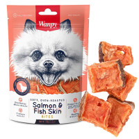 Лакомство Wanpy Soft Salmon & Fish Skin Bites мягкие кусочки лосося, для собак, 100 г Лакомство Wanpy Soft Salmon & Fish Skin Bites мягкие кусочки лосося, для собак, 100 г