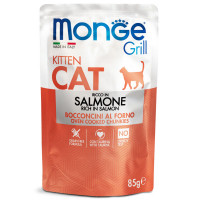 Влажный корм Monge Cat Grill Kitten для котят, запеченные кусочки в соусе, с лососем, 85 г Влажный корм Monge Cat Grill Kitten для котят, запеченные кусочки в соусе, с лососем, 85 г