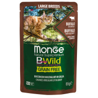 Вологий корм Monge Cat Be Wild Gr.Free Wet для котів великих порід з 2-х місяців, шматочки в соусі, з м'ясом буйвола, 85 г Вологий корм Monge Cat Be Wild Gr.Free Wet для котів великих порід з 2-х місяців, шматочки в соусі, з м'ясом буйвола, 85 г