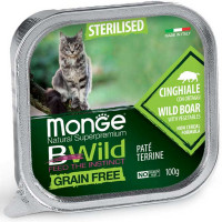 Вологий корм Monge Cat Be Wild Gr.Free Wet Sterilised для стерилізованих котів, паштет, кабан з овочами, 100 г Вологий корм Monge Cat Be Wild Gr.Free Wet Sterilised для стерилізованих котів, паштет, кабан з овочами, 100 г