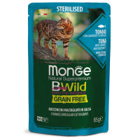 Влажный корм Monge Cat Be Wild Gr.Free Sterilised для стерилизованных кошек, тунец с креветками и овощами, 85 г Влажный корм Monge Cat Be Wild Gr.Free Sterilised для стерилизованных кошек, тунец с креветками и овощами, 85 г