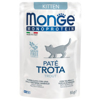 Влажный корм Monge Cat Monoprotein Kitten для котят, паштет, с форелью, 85 г Влажный корм Monge Cat Monoprotein Kitten для котят, паштет, с форелью, 85 г