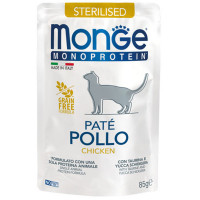 Вологий корм Monge Cat Monoprotein Sterilised для стерилізованих котів, паштет, з куркою, 85 г Вологий корм Monge Cat Monoprotein Sterilised для стерилізованих котів, паштет, з куркою, 85 г