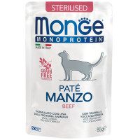 Влажный корм Monge Cat Monoprotein Sterilised для стерилизованных кошек, паштет, с говядиной, 85 г Влажный корм Monge Cat Monoprotein Sterilised для стерилизованных кошек, паштет, с говядиной, 85 г