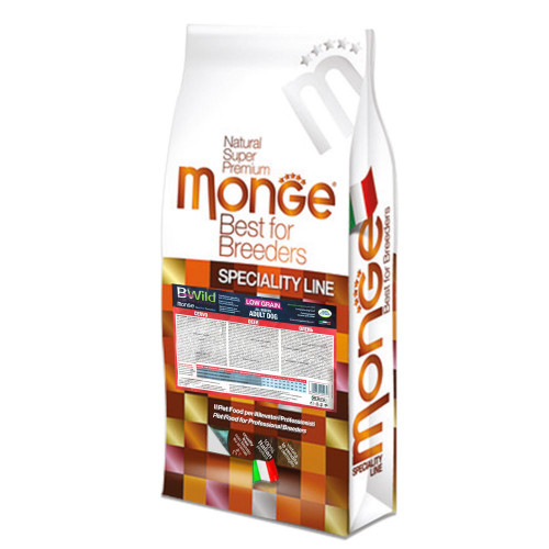 Сухий низькозерновий корм Monge Dog Be Wild Low Grain для собак, з олениною, 17.5 кг
