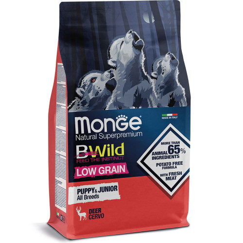 Сухий низькозерновий корм Monge Dog Be Wild Low Grain для цуценят, з олениною, 2.5 кг