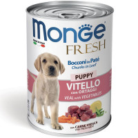 Консервы Monge Dog Fresh Puppy для щенков, паштет, со свежим телятиной и овощами, 400 г Консервы Monge Dog Fresh Puppy для щенков, паштет, со свежим телятиной и овощами, 400 г