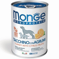 Консерви Monge Dog Fruit Monoprotein для собак, паштет, індичка з цитрусами, 400 г Консерви Monge Dog Fruit Monoprotein для собак, паштет, індичка з цитрусами, 400 г