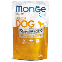 Влажный корм Monge Dog Grill Puppy&Junior для щенков, запеченные кусочки в соусе, курица с индейкой, 100 г Влажный корм Monge Dog Grill Puppy&Junior для щенков, запеченные кусочки в соусе, курица с индейкой, 100 г
