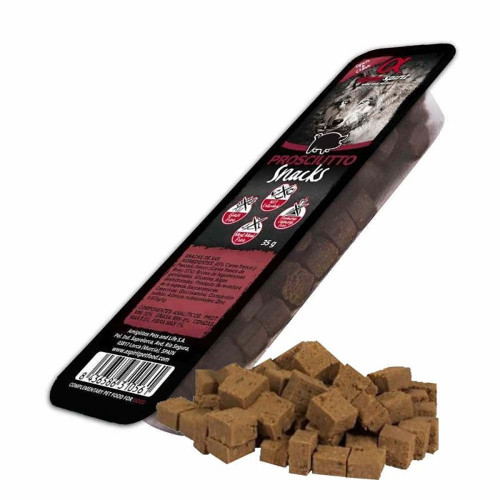 Напіввологі ласощі для собак Alpha Spirit DOG Snacks Prosciutto, кубики з прошутто, 35 г