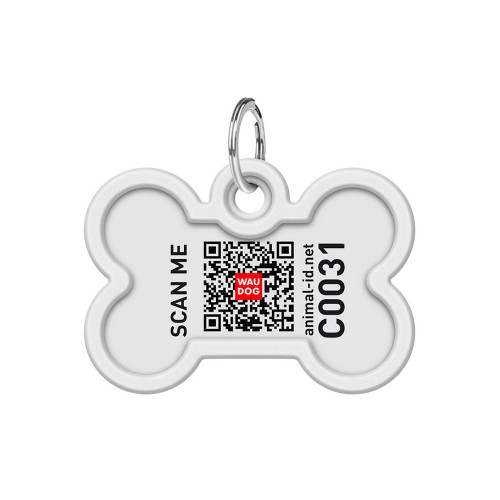 Адресник WAUDOG Smart ID c QR паспортом для собак і котів, метал, "Французький бульдог", кістка, 40×28 мм