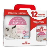 Сухий корм Royal Canin Mother and Babycat для годуючих кішок, 4 кг + 12 паучів у подарунок Сухий корм Royal Canin Mother and Babycat для годуючих кішок, 4 кг + 12 паучів у подарунок