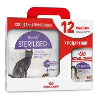 Сухий корм Royal Canin Sterilised 37 для стерилізованих кішок, 4 кг + 12 паучів у подарунок Сухий корм Royal Canin Sterilised 37 для стерилізованих кішок, 4 кг + 12 паучів у подарунок
