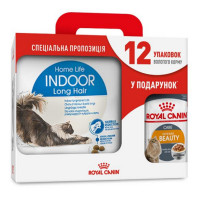 Сухой корм Royal Canin Indoor Long Hair для длинношерстных кошек, 4 кг + 12 паучей в подарок Сухой корм Royal Canin Indoor Long Hair для длинношерстных кошек, 4 кг + 12 паучей в подарок