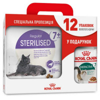 Сухой корм Royal Canin Sterilised 7+ для стерилизованных кошек от 7 лет, 3.5 кг + 12 паучей в подарок Сухой корм Royal Canin Sterilised 7+ для стерилизованных кошек от 7 лет, 3.5 кг + 12 паучей в подарок