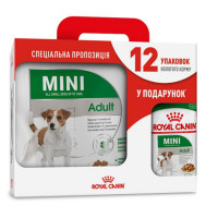 Сухой корм Royal Canin Mini Adult для собак мелких пород, 4 кг + 12 паучей в подарок