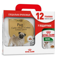 Сухой корм Royal Canin Pug Adult для мопса, 3 кг + 12 паучей в подарок Сухой корм Royal Canin Pug Adult для мопса, 3 кг + 12 паучей в подарок