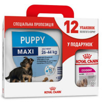 Сухой корм Royal Canin Maxi Puppy для щенков крупных пород с 2 до 15 месяцев, 4 кг + 12 паучей в подарок Сухой корм Royal Canin Maxi Puppy для щенков крупных пород с 2 до 15 месяцев, 4 кг + 12 паучей в подарок