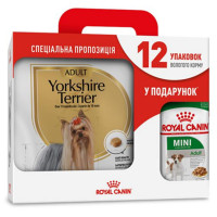 Сухий корм Royal Canin Yorkshire Terrier Adult для йоркширського тер'єра, 3 кг + 12 паучів у подарунок Сухий корм Royal Canin Yorkshire Terrier Adult для йоркширського тер'єра, 3 кг + 12 паучів у подарунок