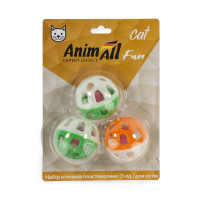 Набор мячиков AnimAll Fun Cat для кошек, пластик, 3 шт Набор мячиков AnimAll Fun Cat для кошек, пластик, 3 шт
