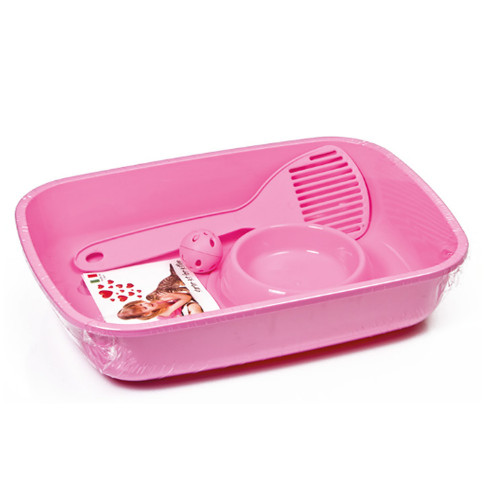 Комплект Georplast Welcome Starter Kit For Kitten для котят, 37×27×8.5 см, розовый