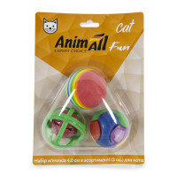 Набор мячиков AnimAll Fun Cat в ассортименте, для кошек, 3 шт Набор мячиков AnimAll Fun Cat в ассортименте, для кошек, 3 шт