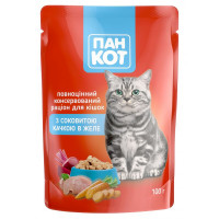 Вологий корм Пан Кот для дорослих котів, з соковитою качкою в желе, 100 г Вологий корм Пан Кот для дорослих котів, з соковитою качкою в желе, 100 г
