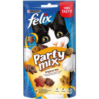 Лакомство Purina Felix Party Mix Original Mix для кошек, микс со вкусом курицы, печени и индейки, 60 г Лакомство Purina Felix Party Mix Original Mix для кошек, микс со вкусом курицы, печени и индейки, 60 г