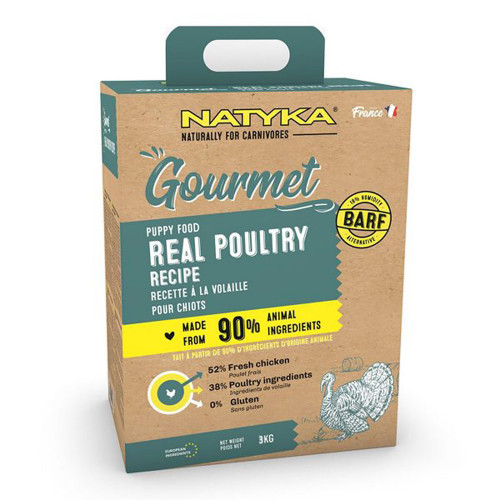 Напіввологий корм Natyka Gourmet Puppy Poultry для цуценят, рецепт з птиці, 3 кг
