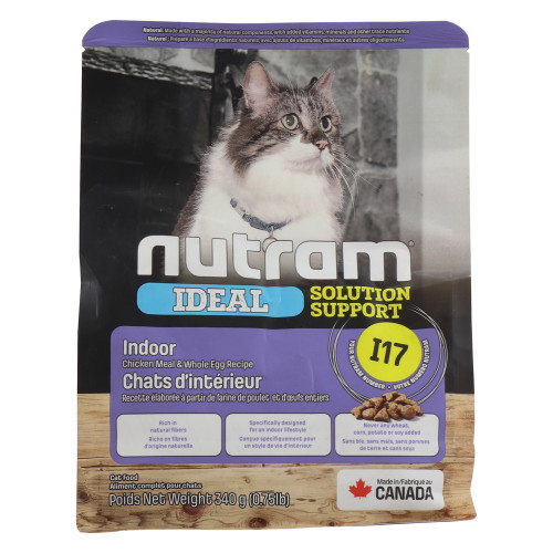 Сухий корм I17 Nutram Ideal Solution Support Indoor Cat для котів домашнього утримання, холістік, 340 г