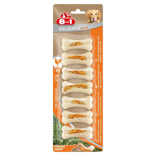 Лакомство для собак 8in1 Strong жевательная кость, XS, с куриным мясом, 7 шт