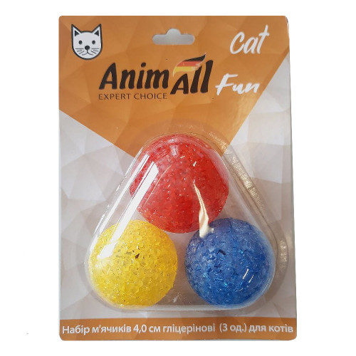 Набір гліцеринових м'ячиків AnimAll Fun Cat для котів, 3 шт