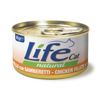 Консерва LifeCat Chicken Fillets With Shrimps для котів від 6 місяців, з курячим філе та креветками, 85 г Консерва LifeCat Chicken Fillets With Shrimps для котів від 6 місяців, з курячим філе та креветками, 85 г