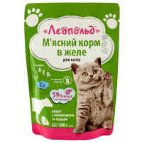 Влажный корм Леопольд для кошек, мясное ассорти с говядиной и сердцем в желе, 130 г Влажный корм Леопольд для кошек, мясное ассорти с говядиной и сердцем в желе, 130 г