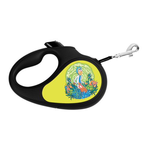 Повідець-рулетка Waudog R-leash для собак, малюнок "Рік і Морті 2", M, до 25 кг, 5 м, стрічка, чорний