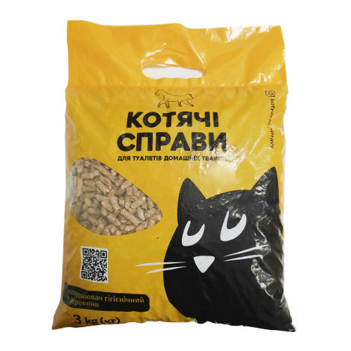 Древесный наполнитель Кошачьи дела, для кошачьих туалетов, 3 кг