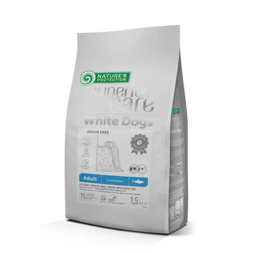 Сухой корм Natures Protection Superior Care White Dogs Adult Small&Mini Breeds для собак, с сельдью, 1.5 кг