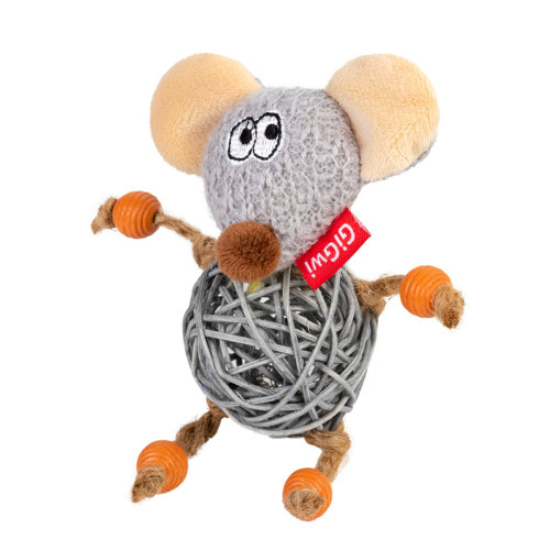 Іграшка GiGwi Catch&Scratch Мишка з дзвіночком, для котів, 8 см