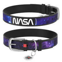 Нашийник Waudog Design з QR-паспортом для собак, малюнок "NASA21", шкіра, розмір L, 25 мм/38-49 см, чорний Нашийник Waudog Design з QR-паспортом для собак, малюнок "NASA21", шкіра, розмір L, 25 мм/38-49 см, чорний