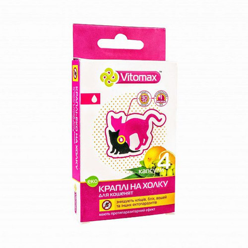 Капли на холку Vitomax Eco от блох и клещей, для котят, 1 пипетка