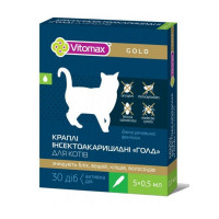 Капли на холку Vitomax Gold инсектоакарицидные для кошек, 1 пипетка, 0.5 мл Капли на холку Vitomax Gold инсектоакарицидные для кошек, 1 пипетка, 0.5 мл