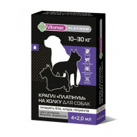 Краплі на холку Vitomax Platinum протигельмінтні для собак вагою від 10 до 30 кг, 1 піпетка, 2 мл Краплі на холку Vitomax Platinum протигельмінтні для собак вагою від 10 до 30 кг, 1 піпетка, 2 мл