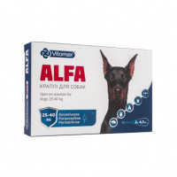 Капли Vitomax ALFA противопаразитарные, для собак весом от 25 до 40 кг, 4.7 мл, 2 пипетки