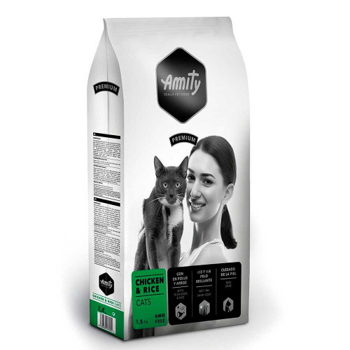 Сухий корм Amity Premium Chicken&Rice Cats для дорослих котів, з куркою та рисом, 1.5 кг